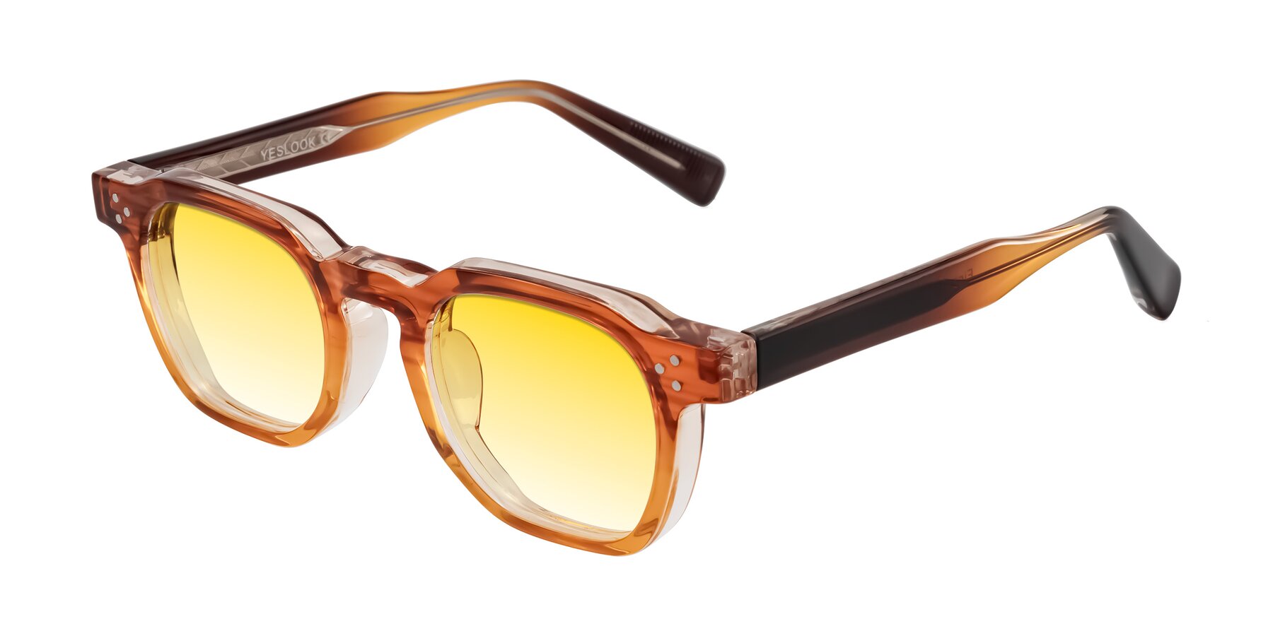 Angle of Fingar in Amber Striped with Yellow Gradient Lenses