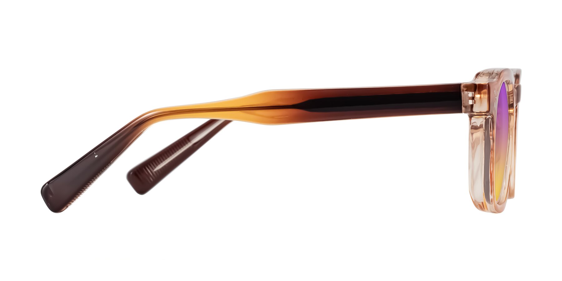 Side of Fingar in Amber Striped with Purple / Yellow Gradient Lenses