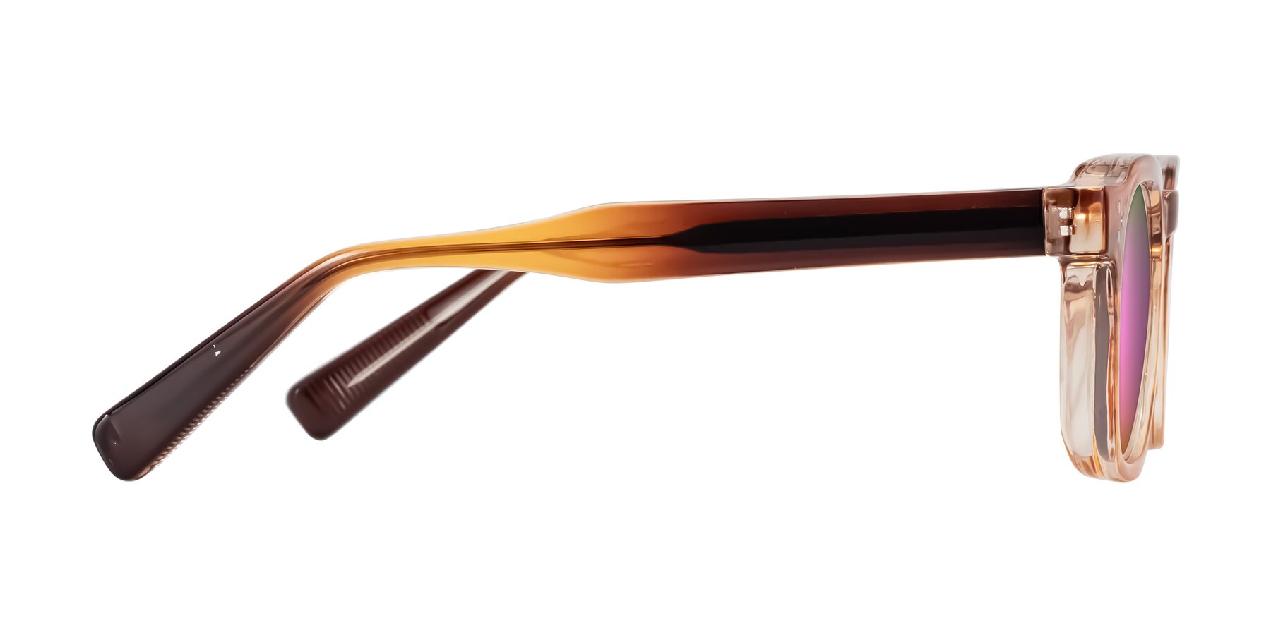 Side of Fingar in Amber Striped with Pink Mirrored Lenses