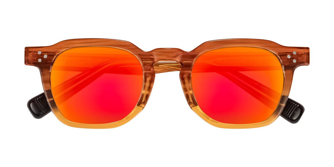 Fingar - Amber Striped Flash Mirrored Sunglasses