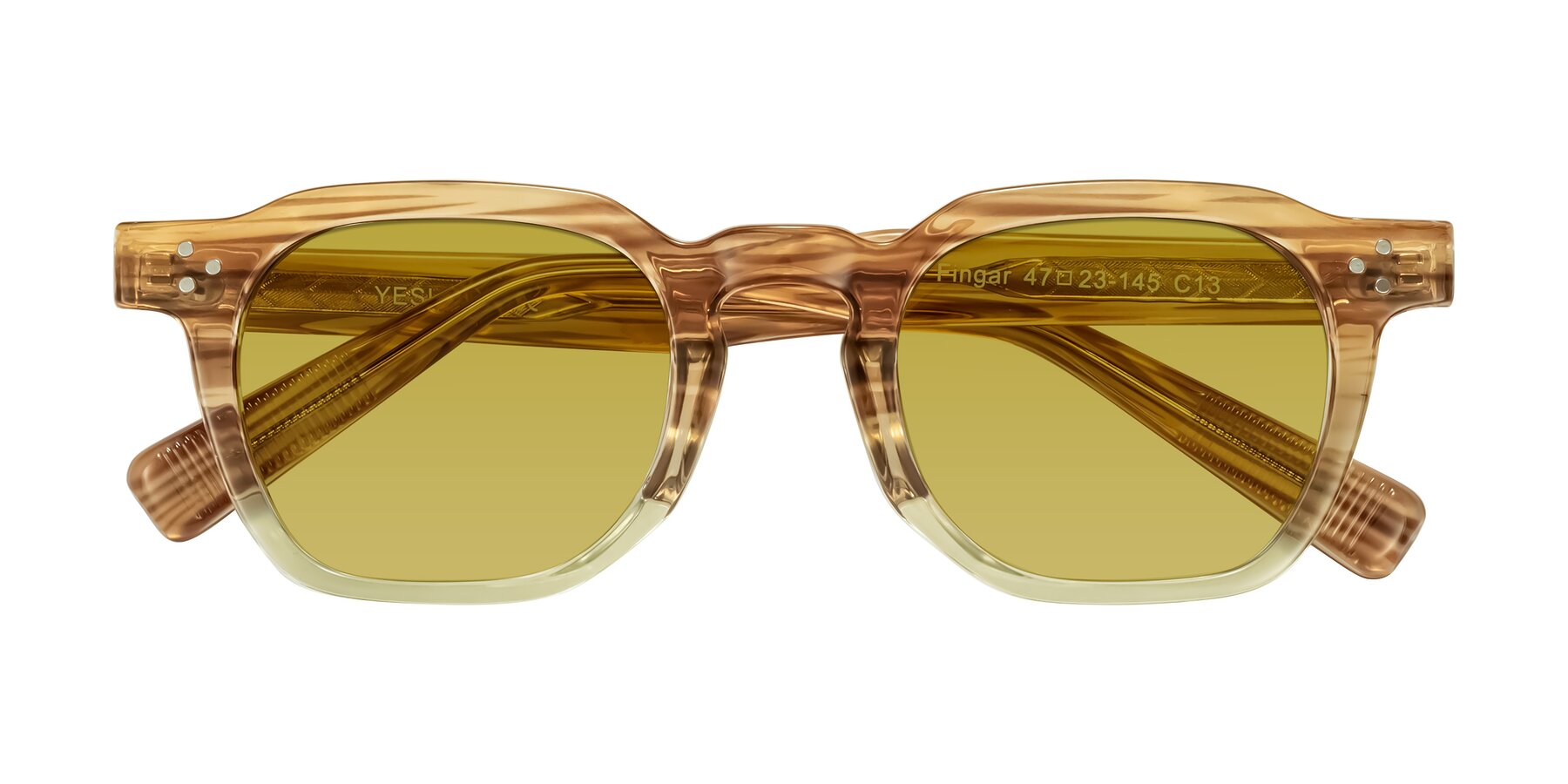 Folded Front of Fingar in Champagne Striped with Champagne Tinted Lenses