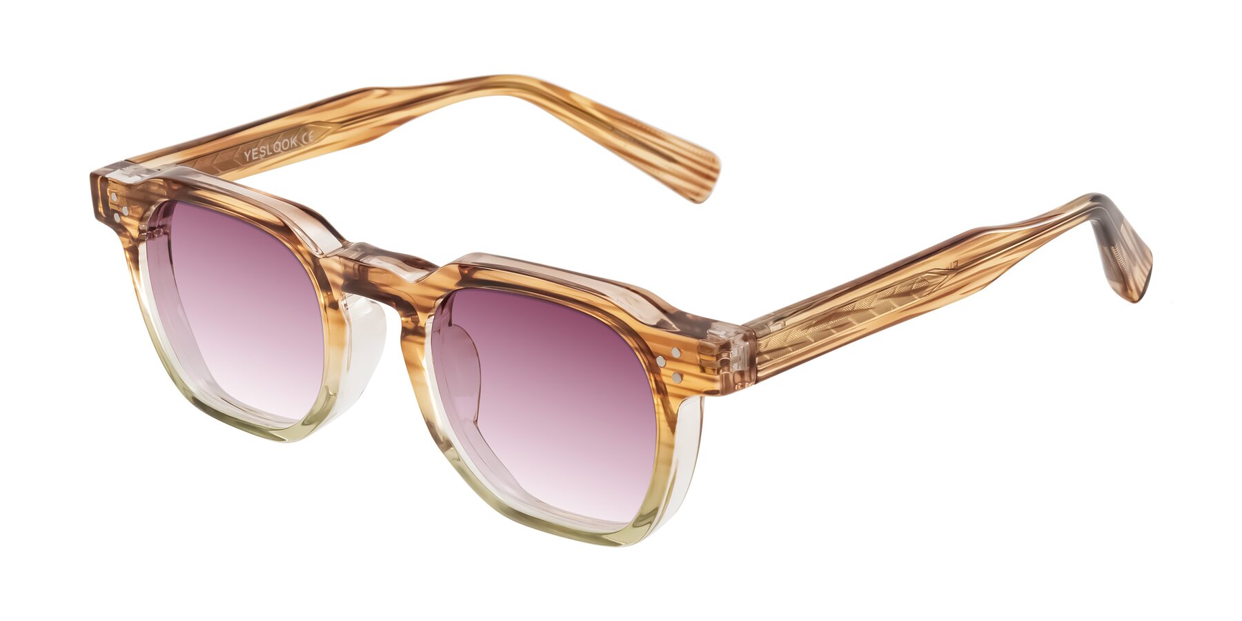 Angle of Fingar in Champagne Striped with Wine Gradient Lenses