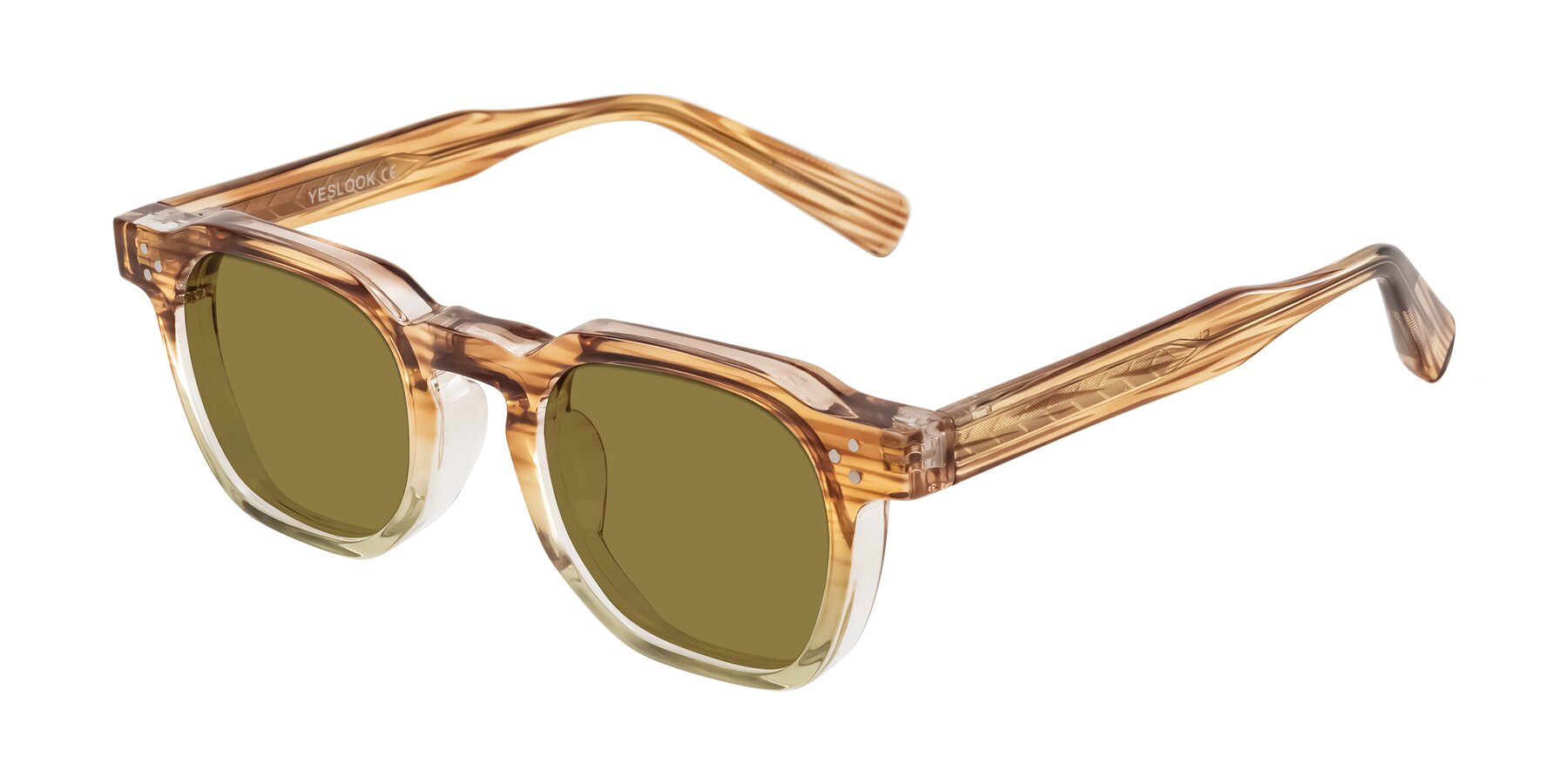 Angle of Fingar in Champagne Striped with Brown Polarized Lenses