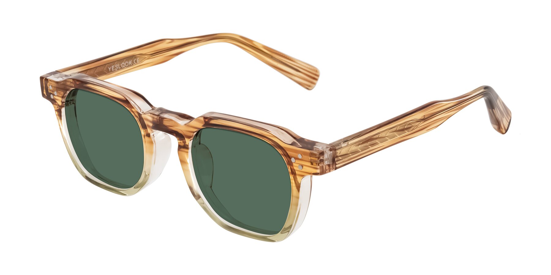 Angle of Fingar in Champagne Striped with Green Polarized Lenses