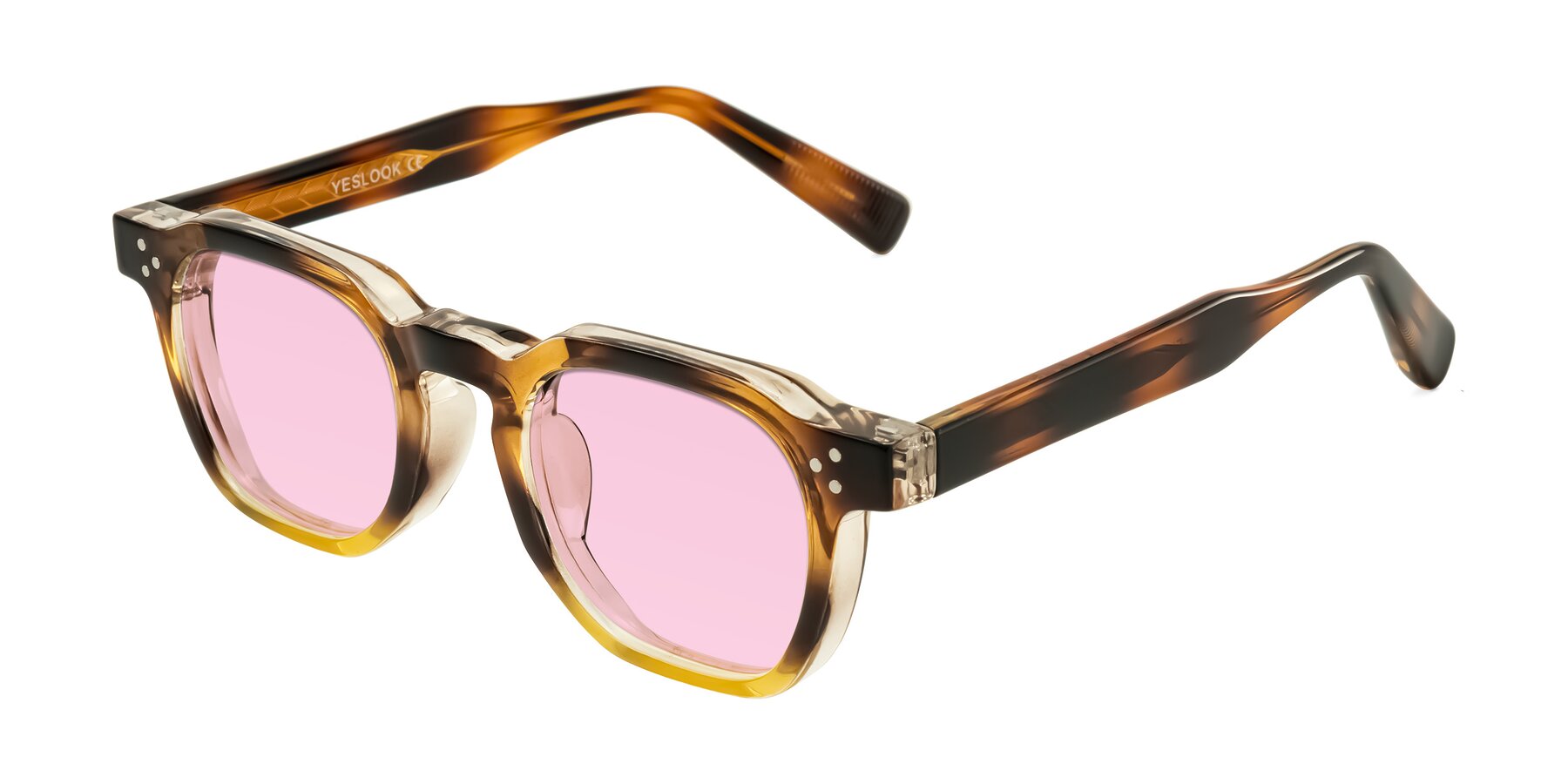 Angle of Fingar in Brown Tortoise with Light Pink Tinted Lenses
