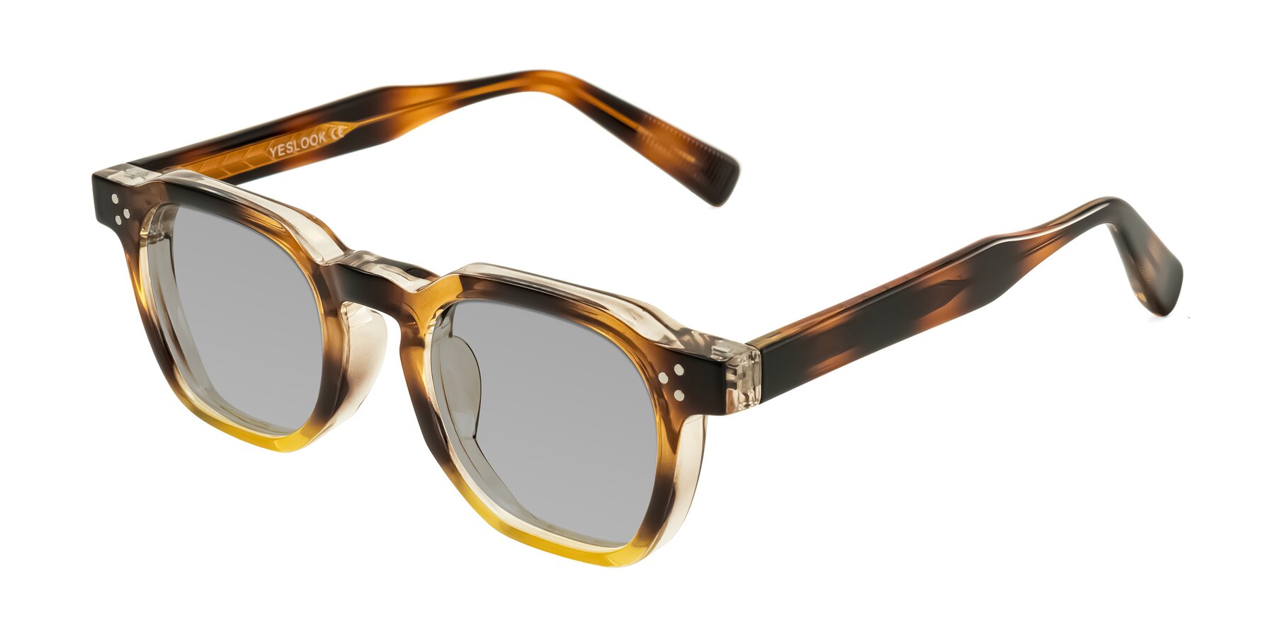 Angle of Fingar in Brown Tortoise with Light Gray Tinted Lenses