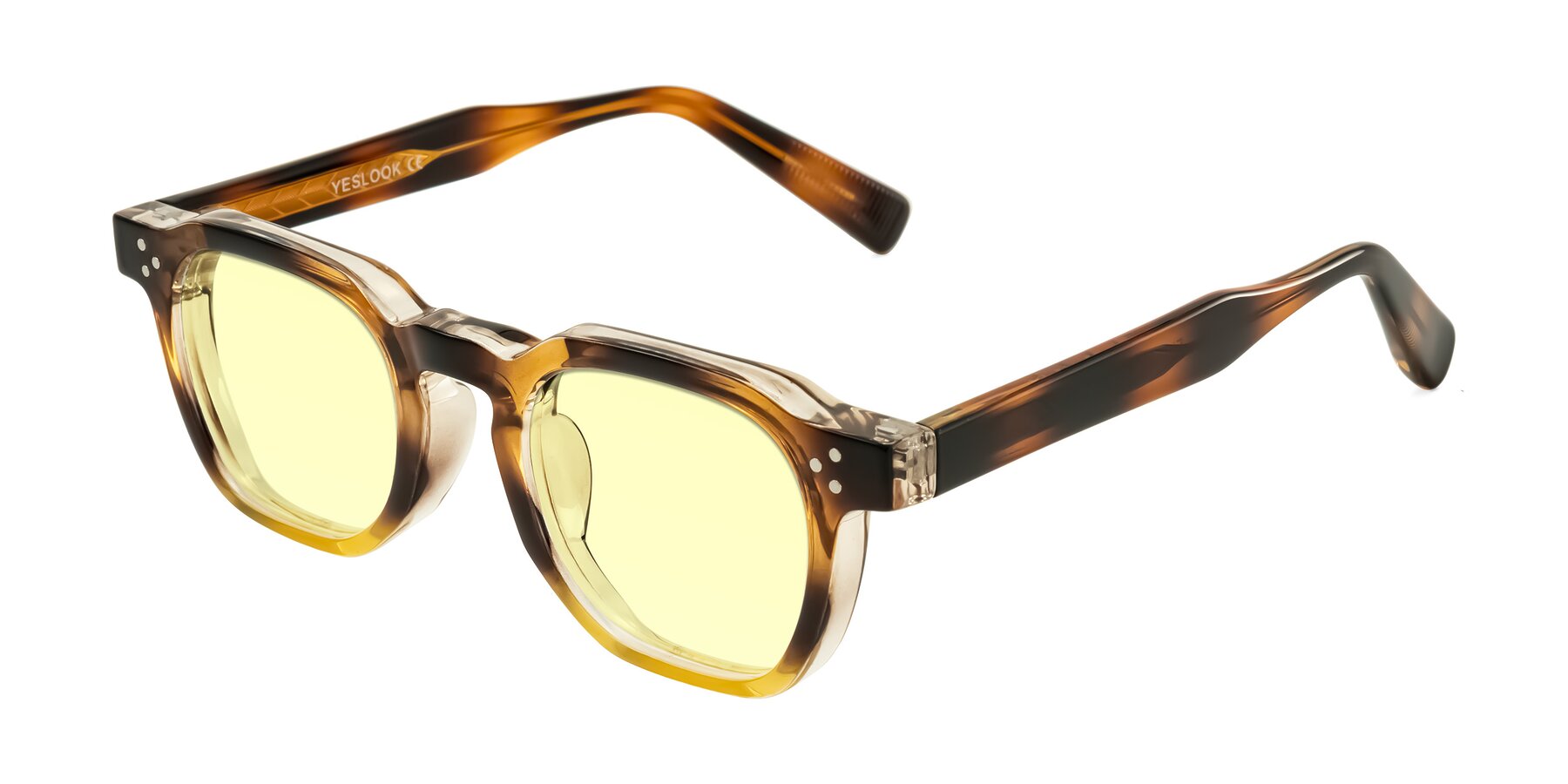 Angle of Fingar in Brown Tortoise with Light Yellow Tinted Lenses