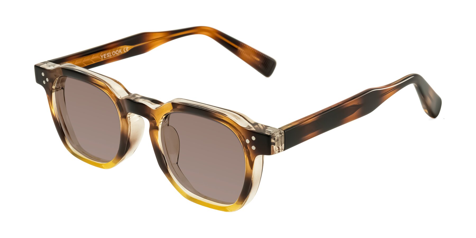 Angle of Fingar in Brown Tortoise with Medium Brown Tinted Lenses