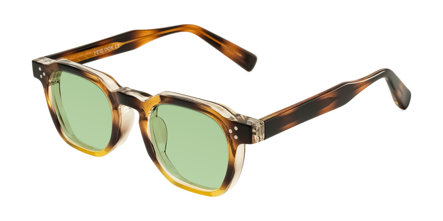 Angle of Fingar in Brown Tortoise with Medium Green Tinted Lenses