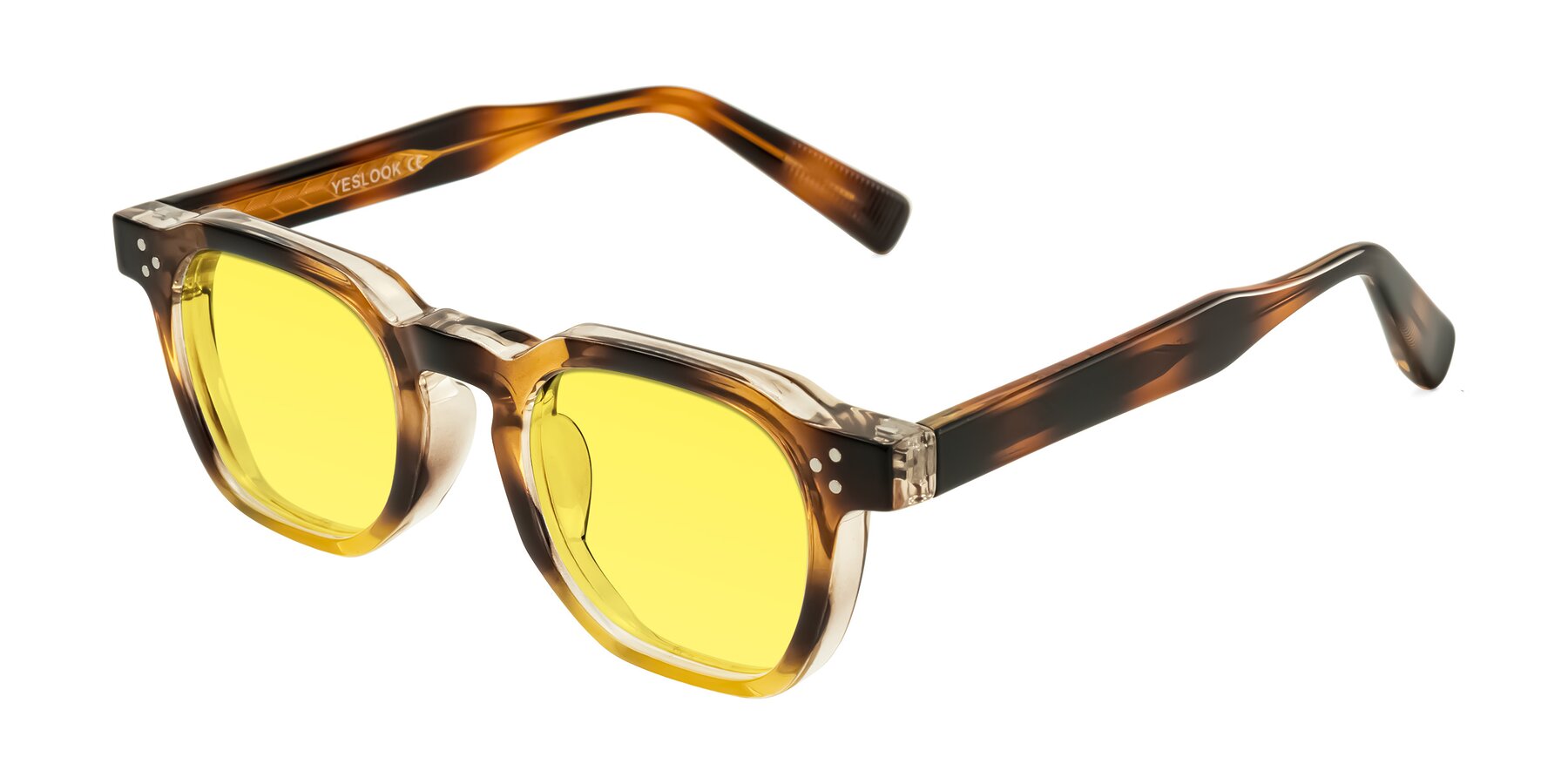 Angle of Fingar in Brown Tortoise with Medium Yellow Tinted Lenses