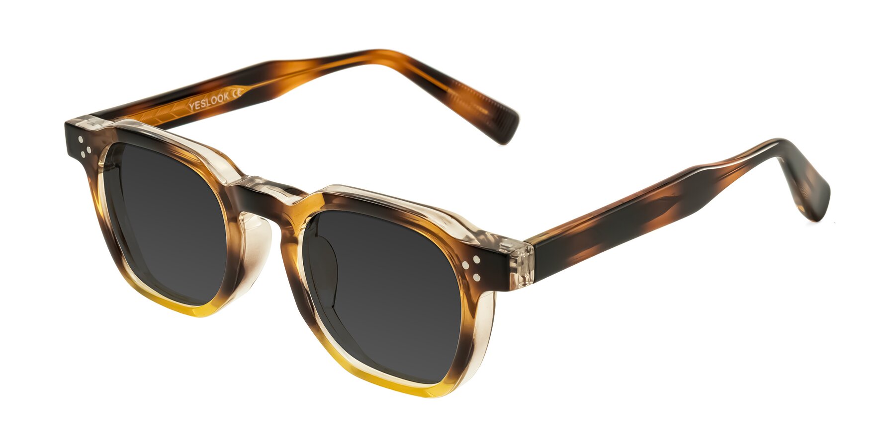 Angle of Fingar in Brown Tortoise with Gray Tinted Lenses