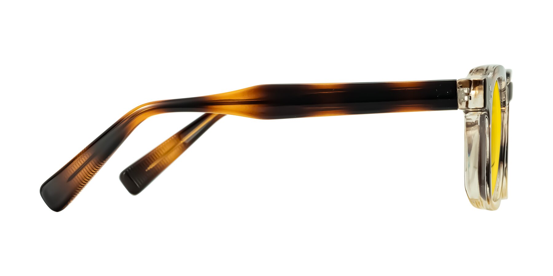 Side of Fingar in Brown Tortoise with Yellow Tinted Lenses