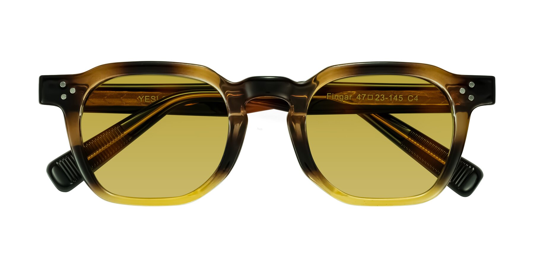 Folded Front of Fingar in Brown Tortoise with Champagne Tinted Lenses