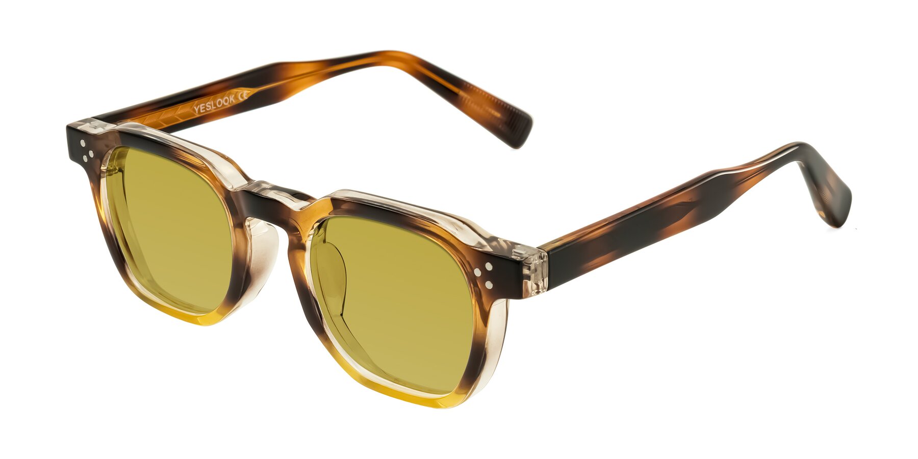 Angle of Fingar in Brown Tortoise with Champagne Tinted Lenses