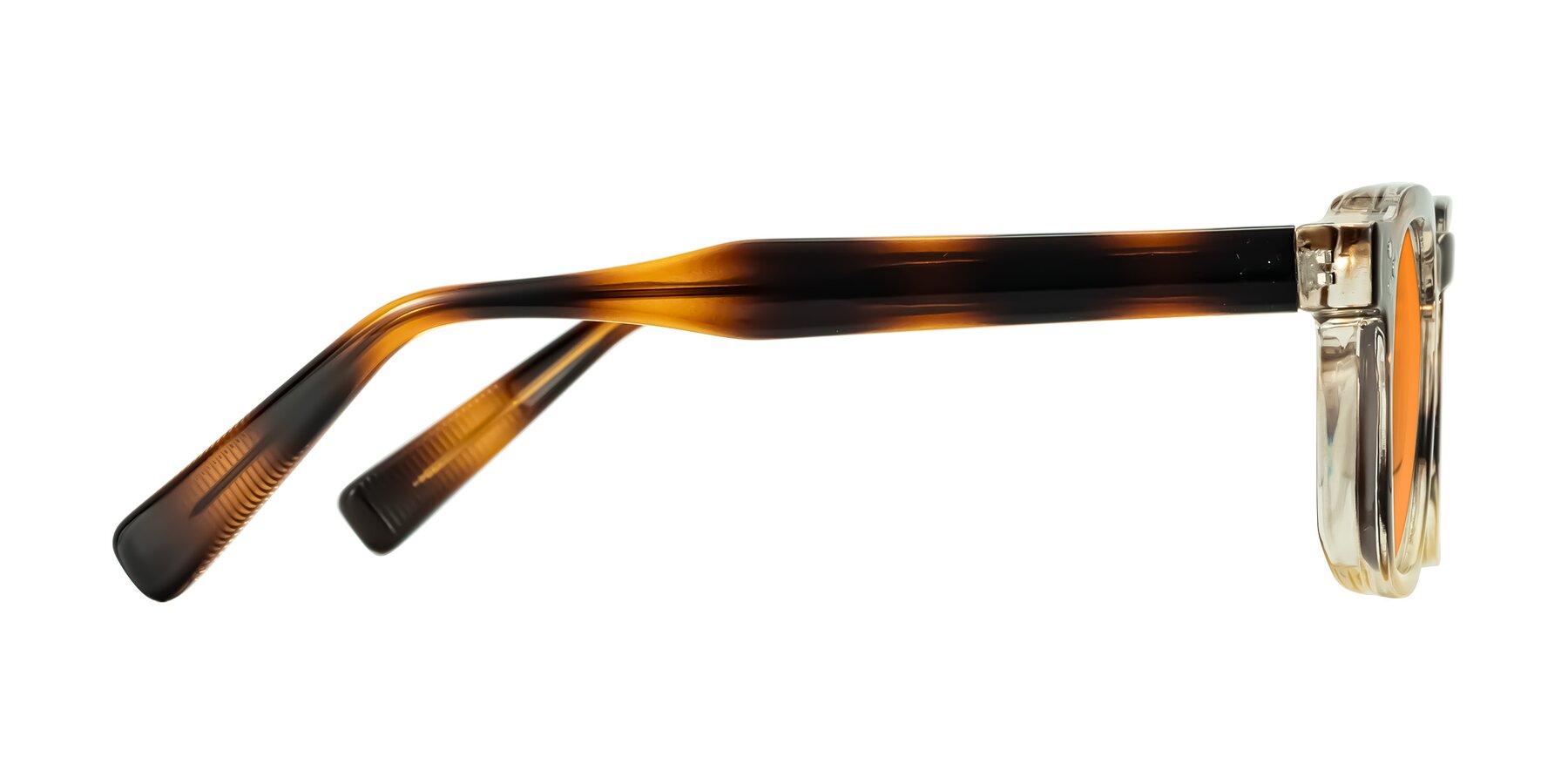 Side of Fingar in Brown Tortoise with Orange Tinted Lenses