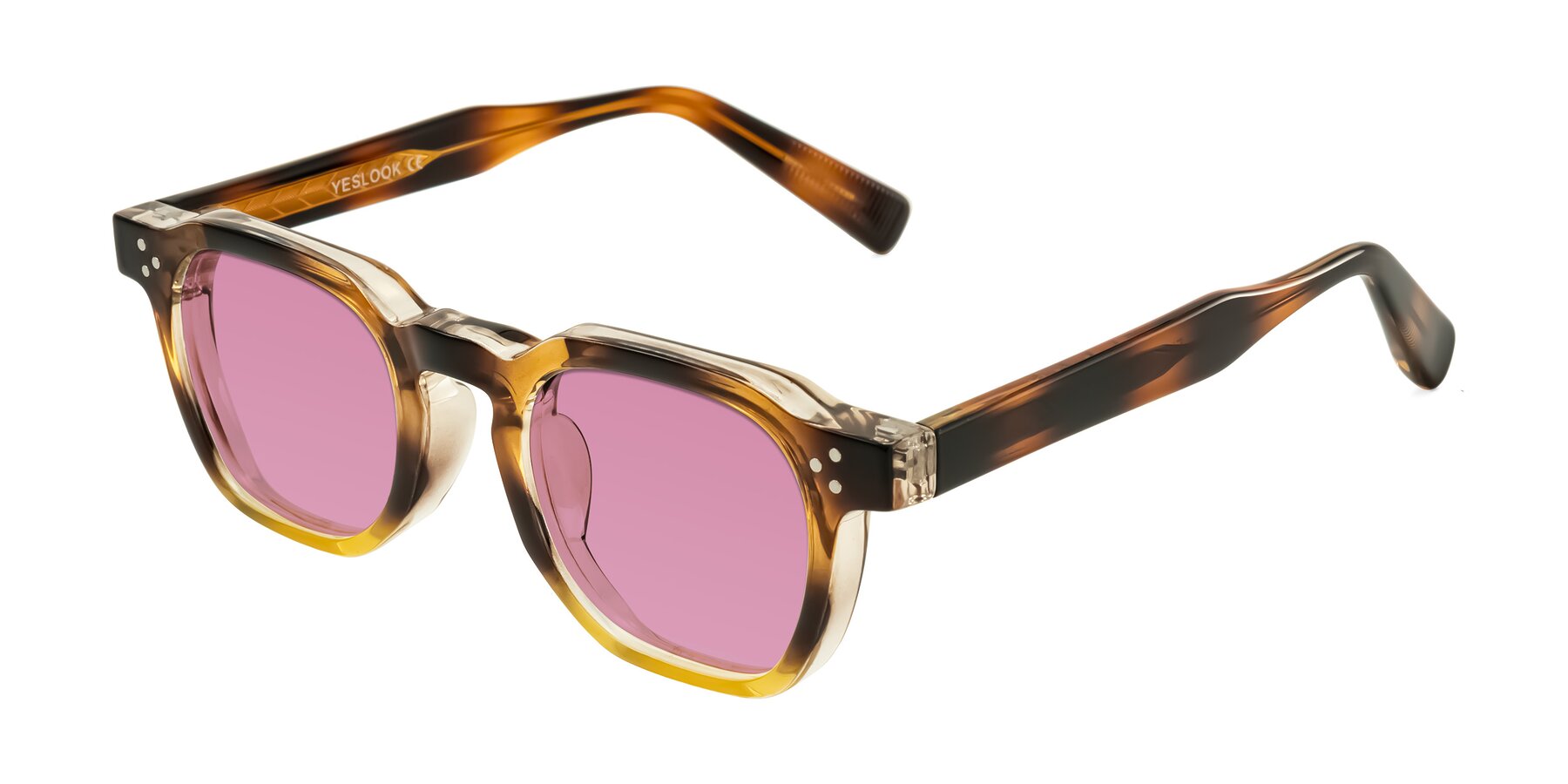 Angle of Fingar in Brown Tortoise with Medium Wine Tinted Lenses