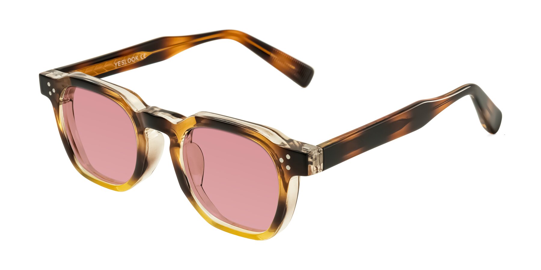 Angle of Fingar in Brown Tortoise with Medium Garnet Tinted Lenses