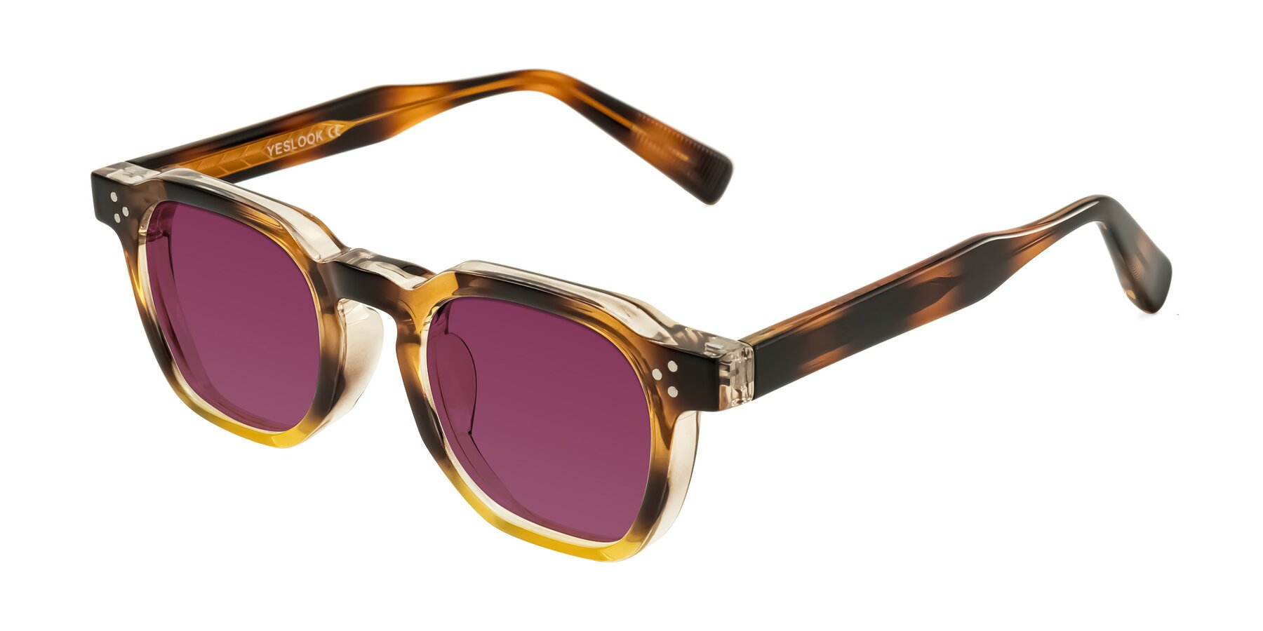 Angle of Fingar in Brown Tortoise with Wine Tinted Lenses