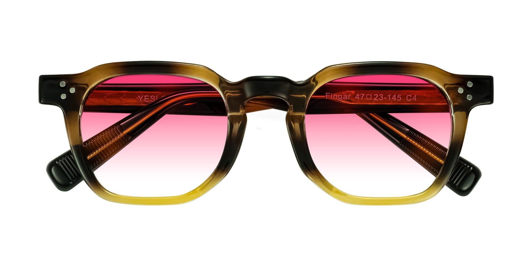 Folded Front of Fingar in Brown Tortoise with Pink Gradient Lenses