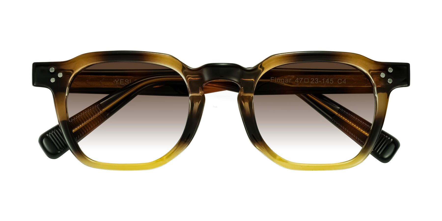 Folded Front of Fingar in Brown Tortoise with Brown Gradient Lenses