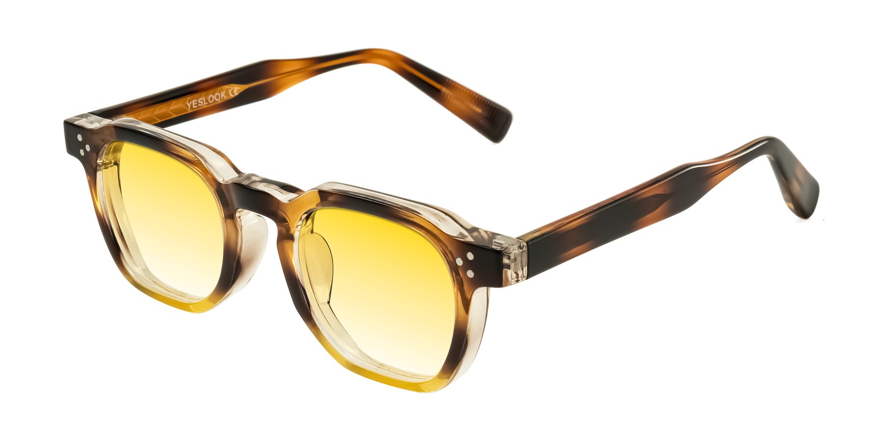 Angle of Fingar in Brown Tortoise with Yellow Gradient Lenses
