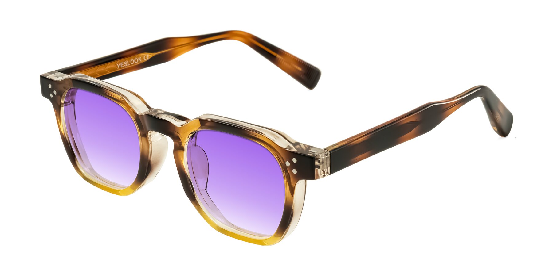 Angle of Fingar in Brown Tortoise with Purple Gradient Lenses