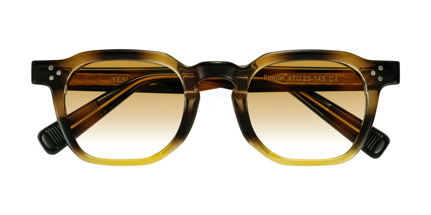 Folded Front of Fingar in Brown Tortoise with Champagne Gradient Lenses