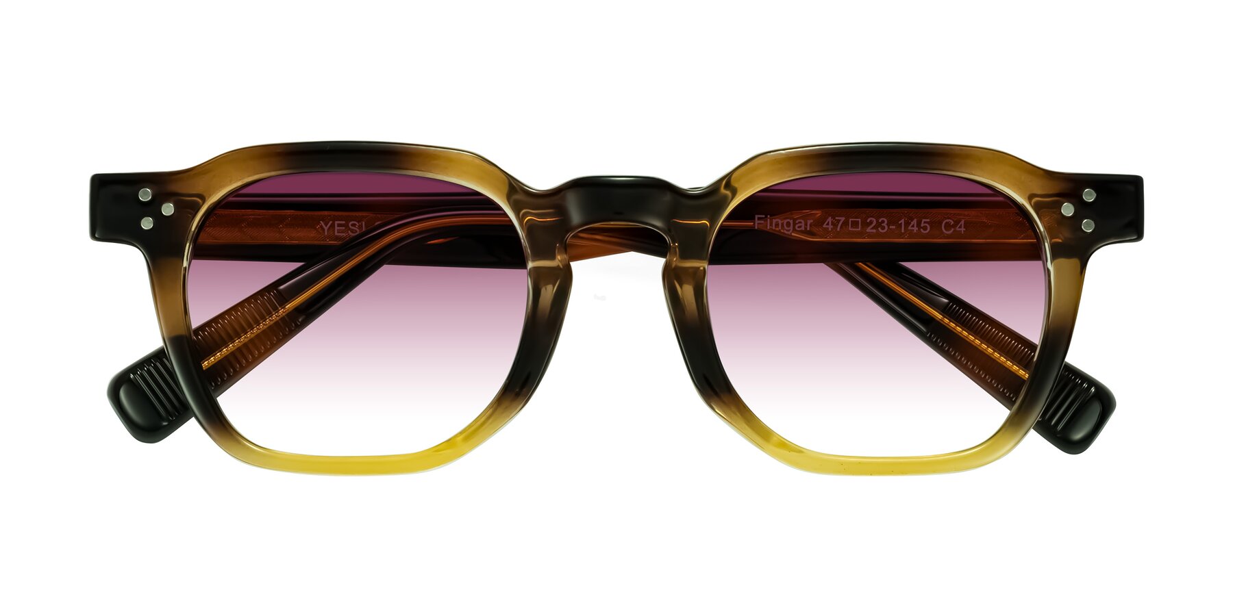 Folded Front of Fingar in Brown Tortoise with Wine Gradient Lenses