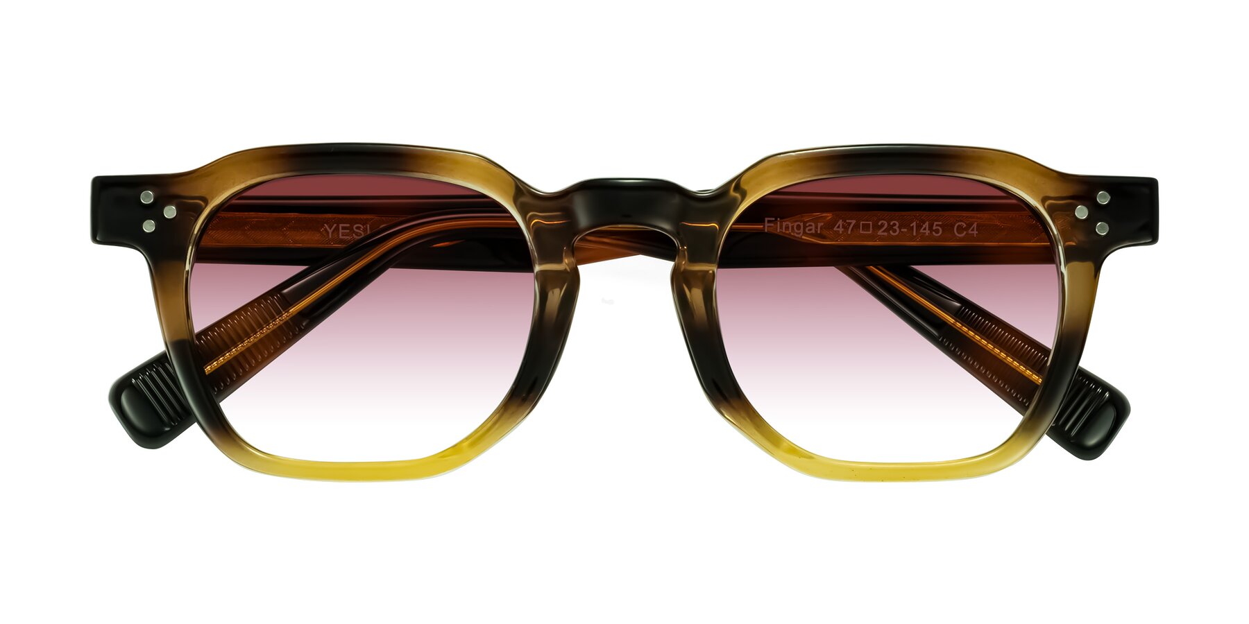 Folded Front of Fingar in Brown Tortoise with Garnet Gradient Lenses