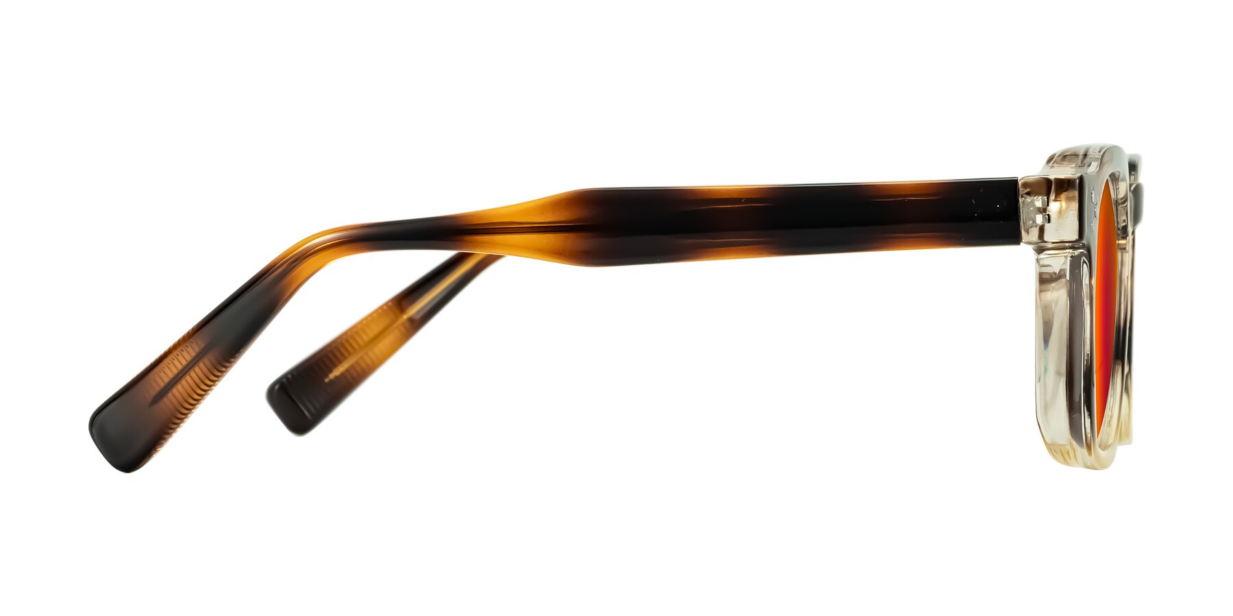 Side of Fingar in Brown Tortoise with Red Gold Mirrored Lenses