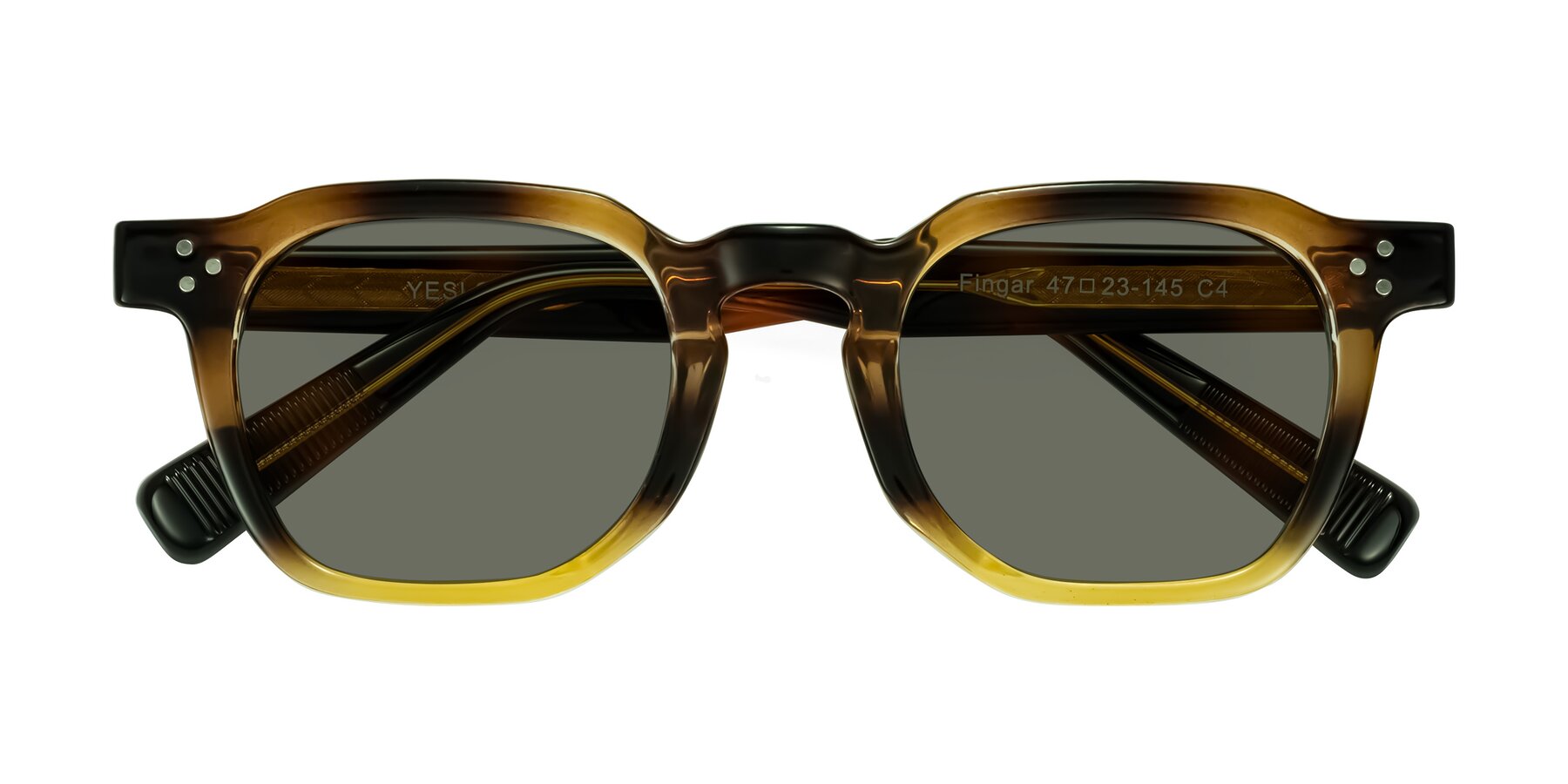 Folded Front of Fingar in Brown Tortoise with Gray Polarized Lenses