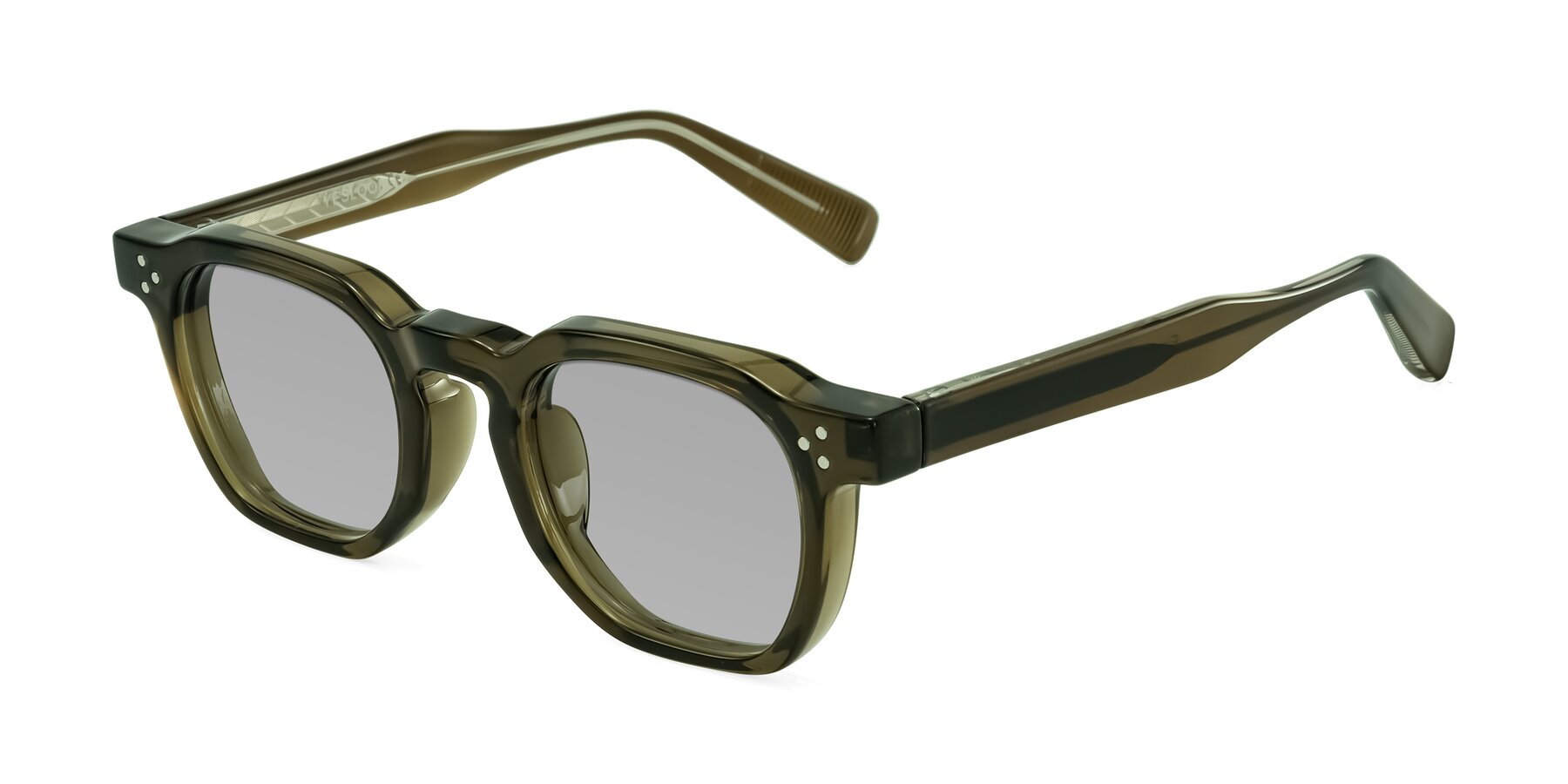 Angle of Fingar in Translucent Olive Gray with Light Gray Tinted Lenses
