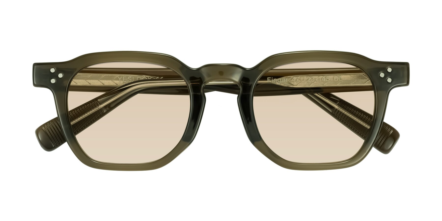Folded Front of Fingar in Translucent Olive Gray with Light Brown Tinted Lenses
