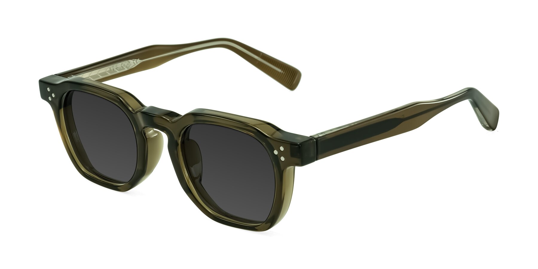 Angle of Fingar in Translucent Olive Gray with Gray Tinted Lenses