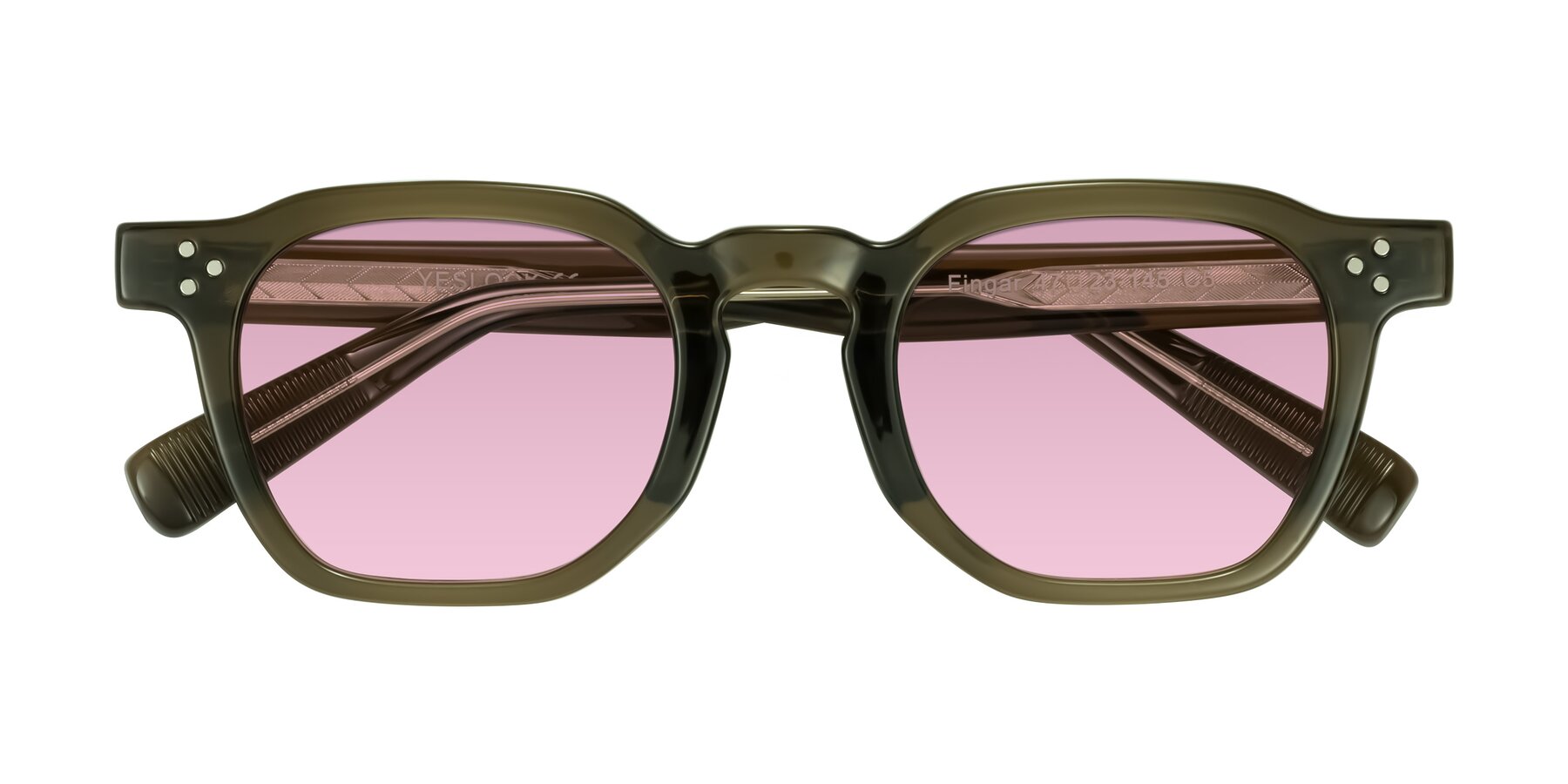 Folded Front of Fingar in Translucent Olive Gray with Light Wine Tinted Lenses