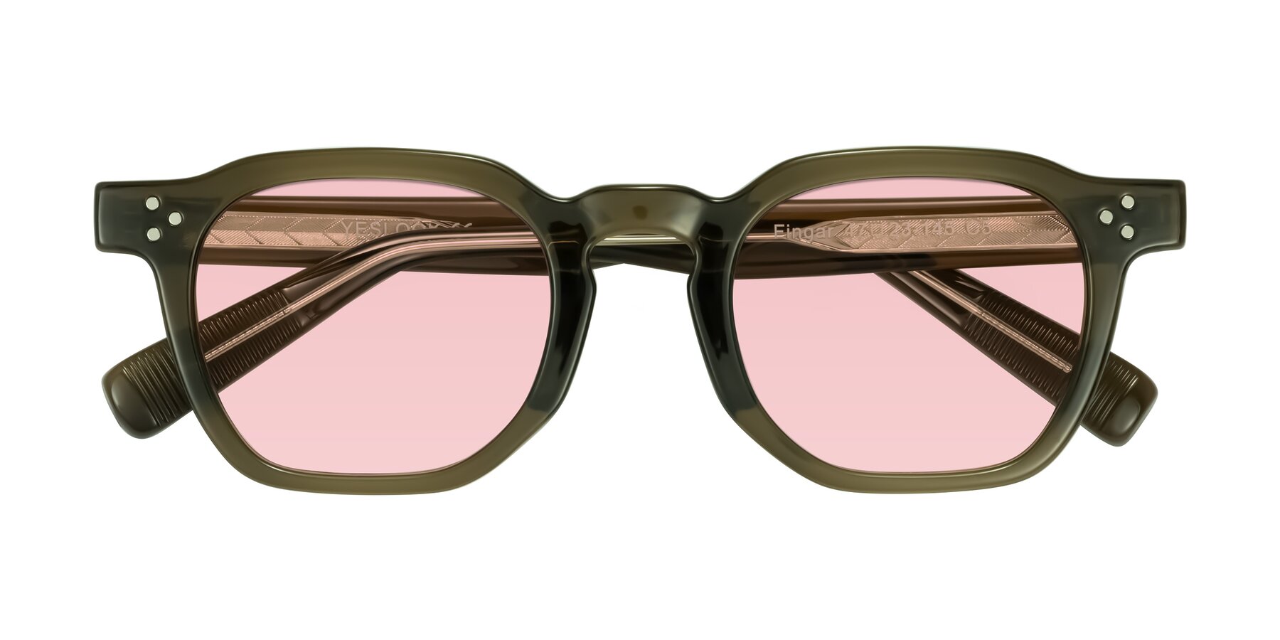 Folded Front of Fingar in Translucent Olive Gray with Light Garnet Tinted Lenses