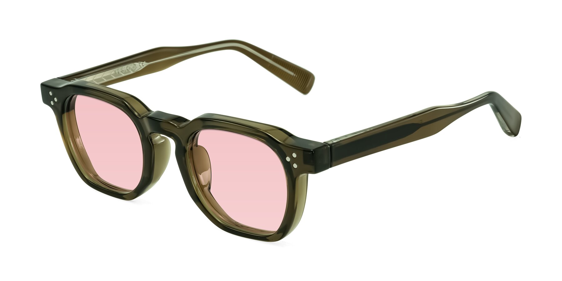 Angle of Fingar in Translucent Olive Gray with Light Garnet Tinted Lenses