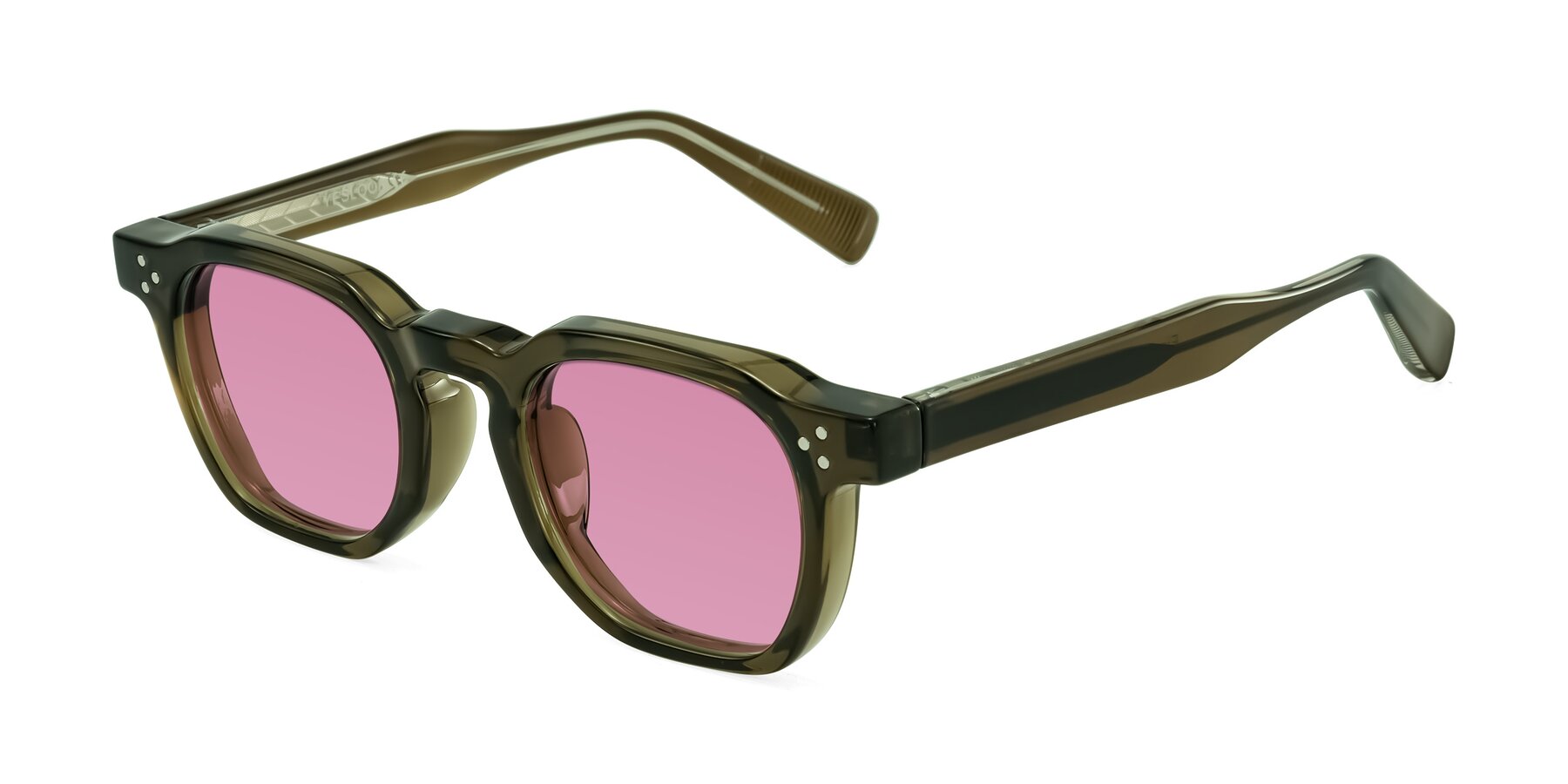 Angle of Fingar in Translucent Olive Gray with Medium Wine Tinted Lenses