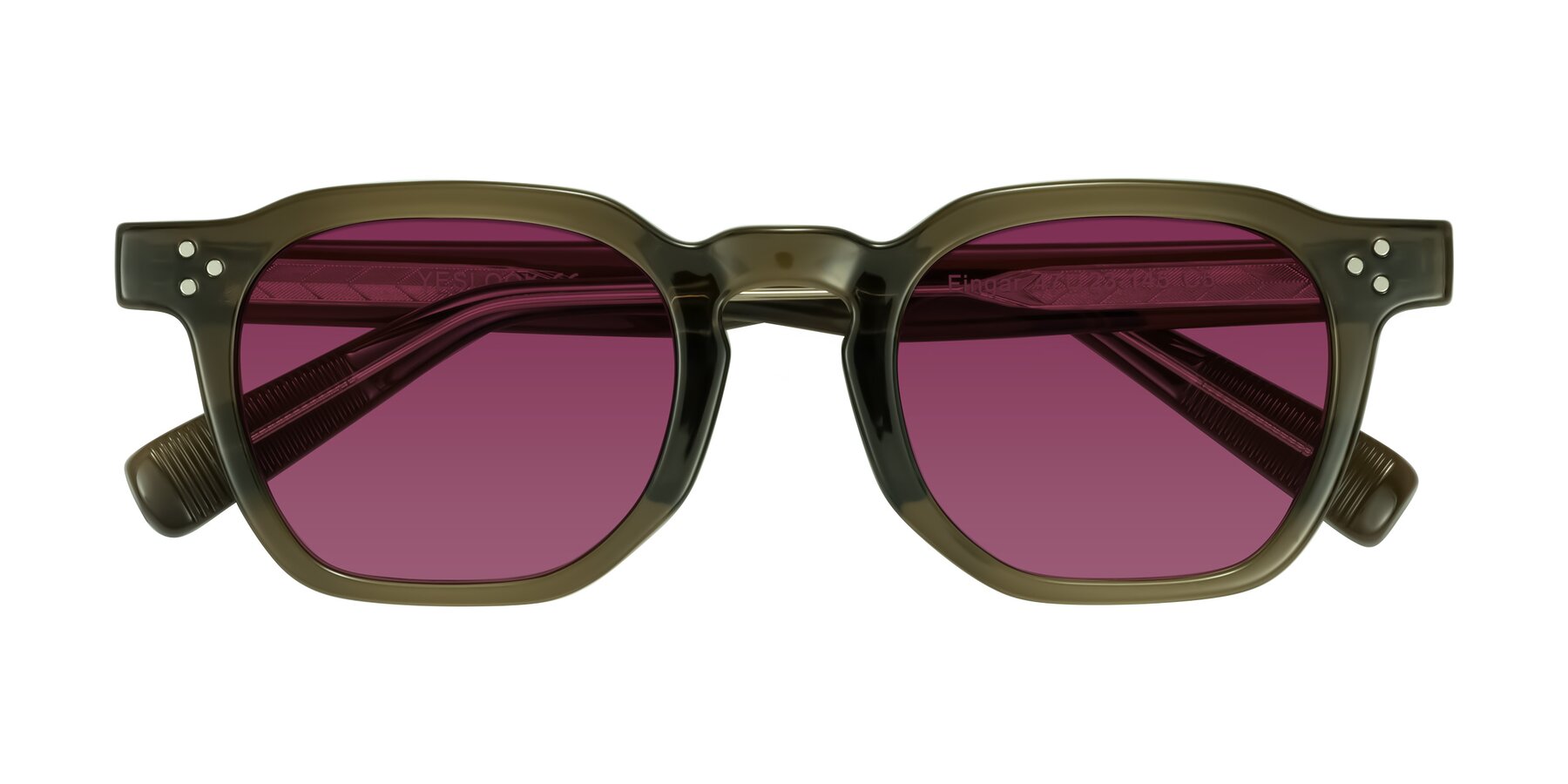Folded Front of Fingar in Translucent Olive Gray with Wine Tinted Lenses