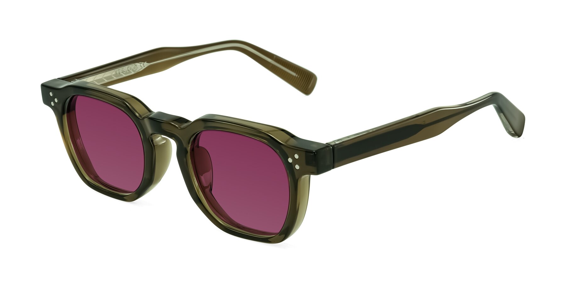 Angle of Fingar in Translucent Olive Gray with Wine Tinted Lenses