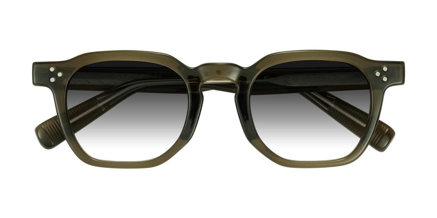 Folded Front of Fingar in Translucent Olive Gray with Gray Gradient Lenses