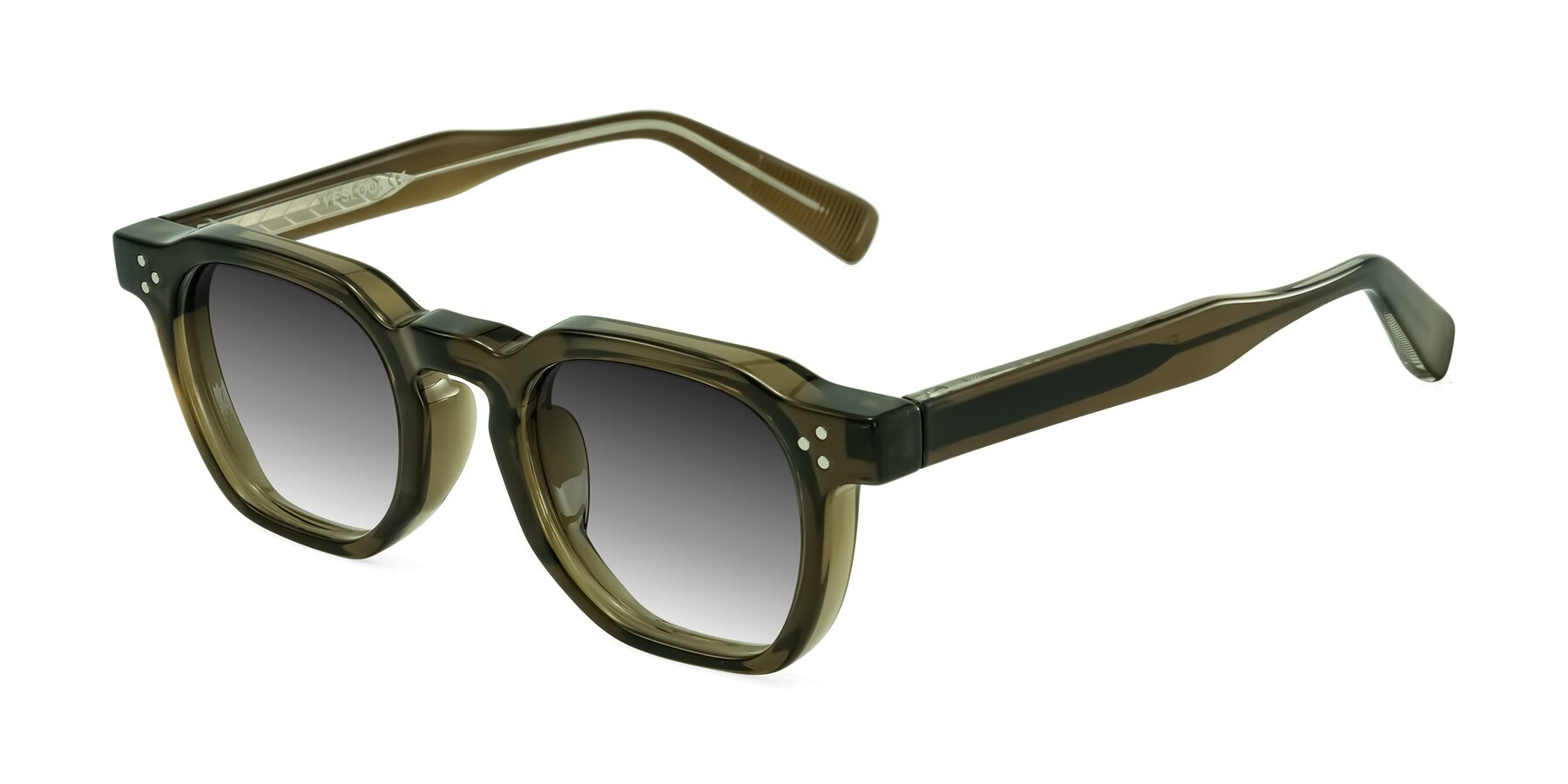 Angle of Fingar in Translucent Olive Gray with Gray Gradient Lenses