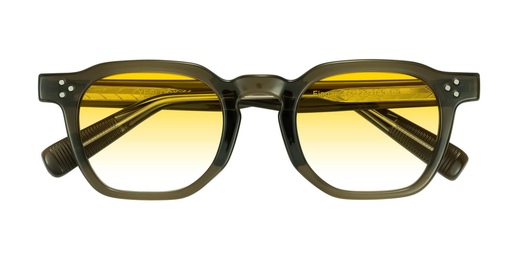 Folded Front of Fingar in Translucent Olive Gray with Yellow Gradient Lenses