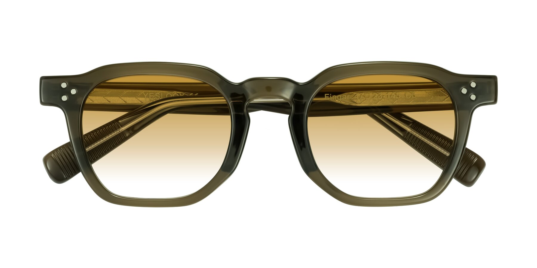 Folded Front of Fingar in Translucent Olive Gray with Champagne Gradient Lenses