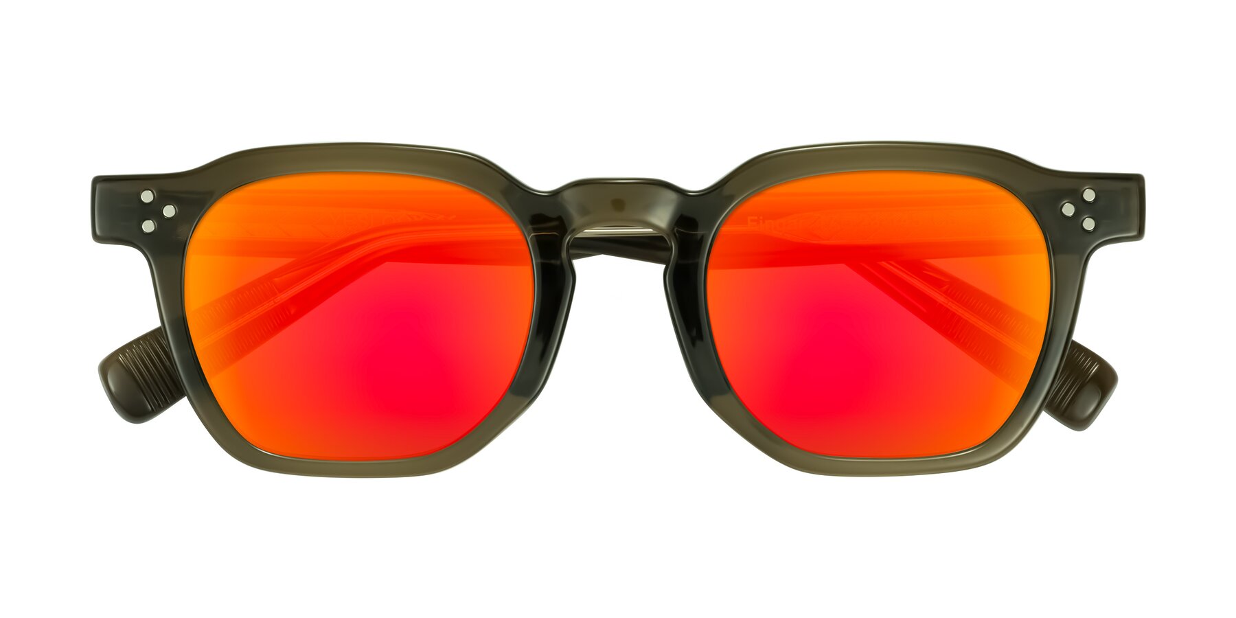Folded Front of Fingar in Translucent Olive Gray with Red Gold Mirrored Lenses
