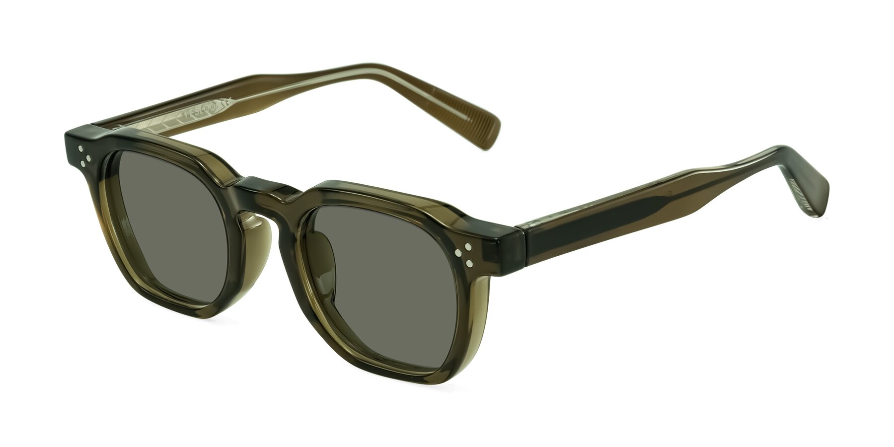Angle of Fingar in Translucent Olive Gray with Gray Polarized Lenses