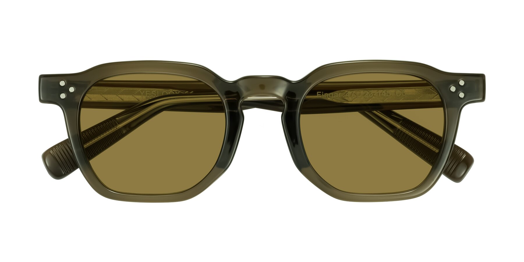 Folded Front of Fingar in Translucent Olive Gray with Brown Polarized Lenses