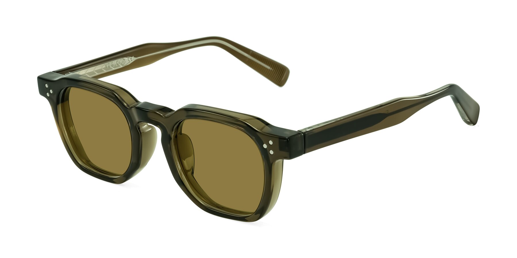 Angle of Fingar in Translucent Olive Gray with Brown Polarized Lenses