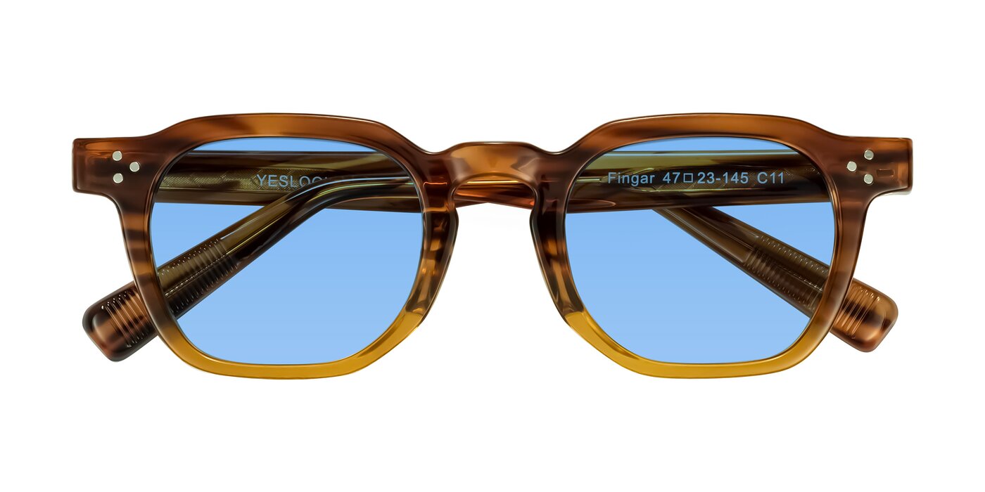 Fingar - Cola Brown Striped Tinted Sunglasses