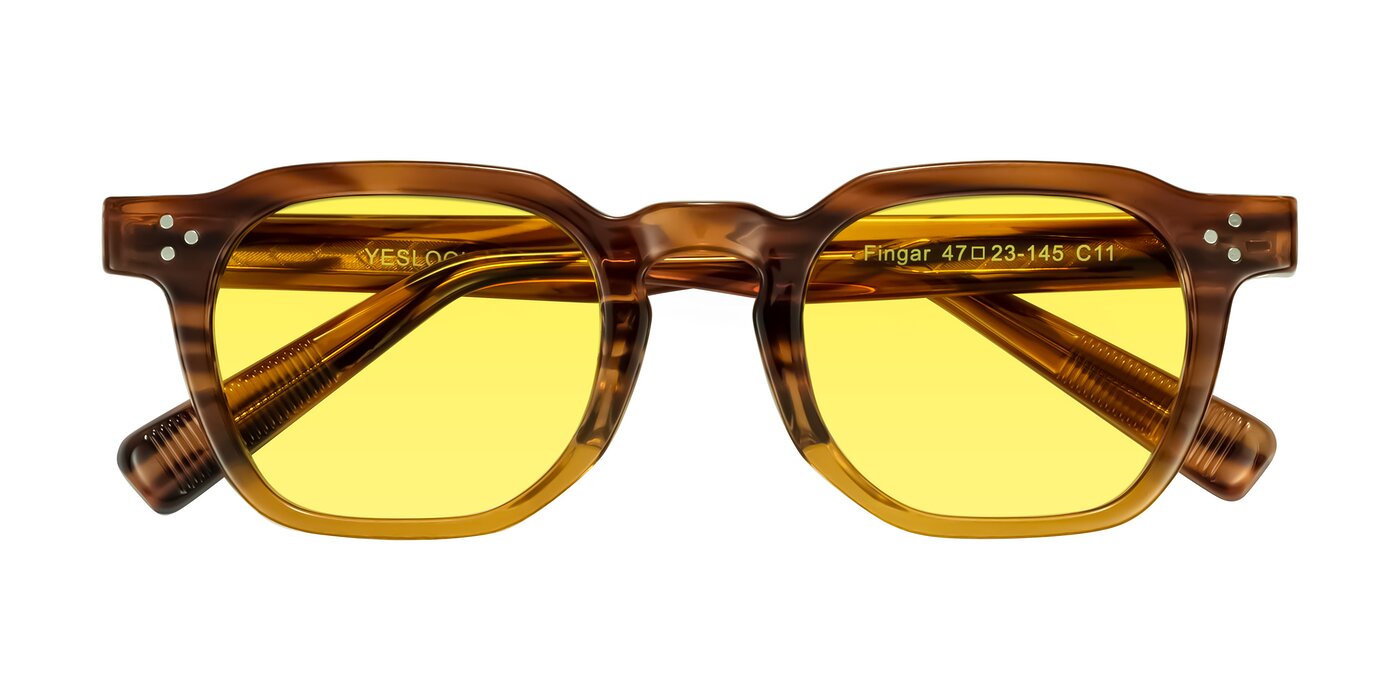 Fingar - Cola Brown Striped Tinted Sunglasses